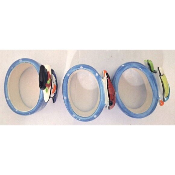 Whole Home Harmony Snowman 3D Face Napkin Rings Set of 3 Multicolor - Picture 5 of 7